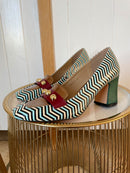 Dancing Matilda "Trapeze Bronze Zig Zag" High Heel Loafer