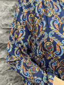 Elena Paisley Printed Bomber - Navy