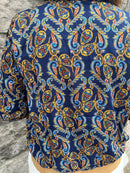 Elena Paisley Printed Bomber - Navy