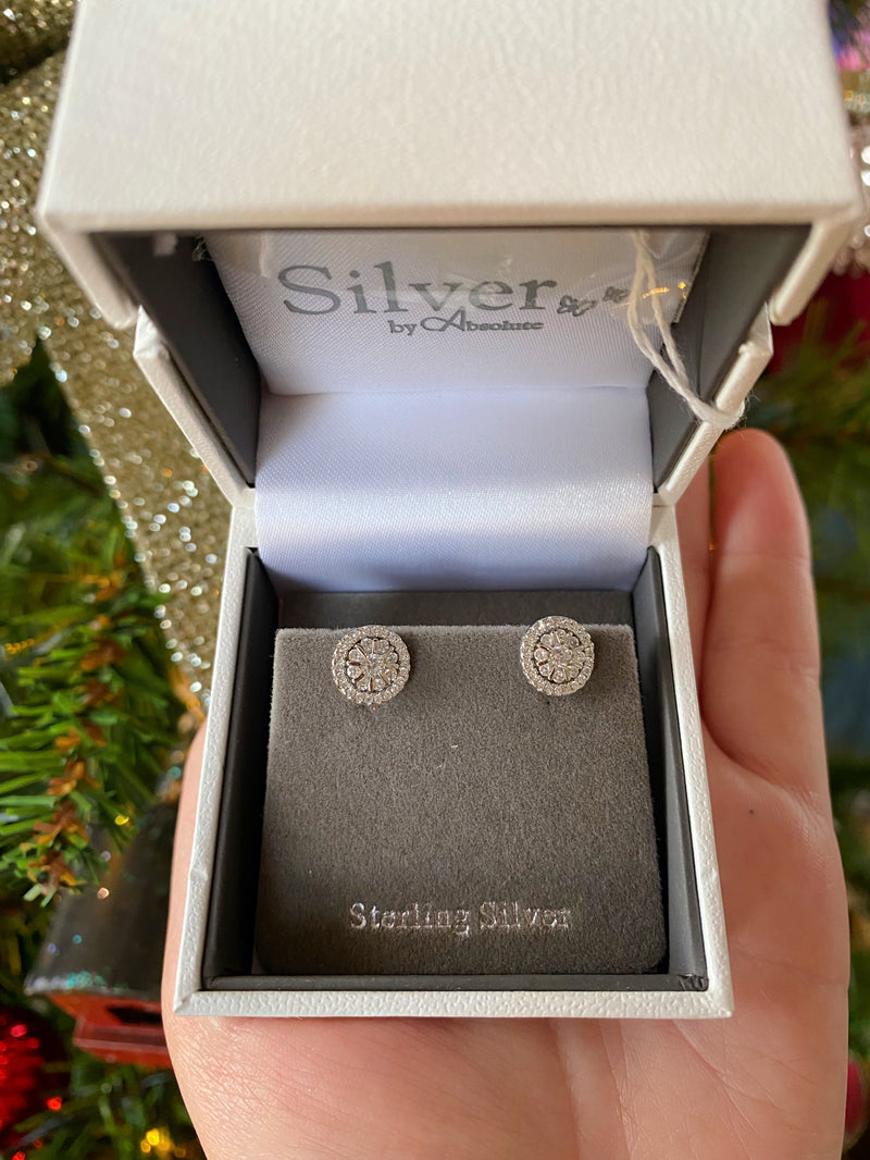 Absolute Sterling Silver Flower Earrings SE161SL