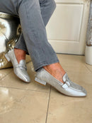 Redz Diamante & Metallic Loafer - Silver 6E1181