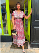 Imogen Paisley Print Dress - Red & Pink