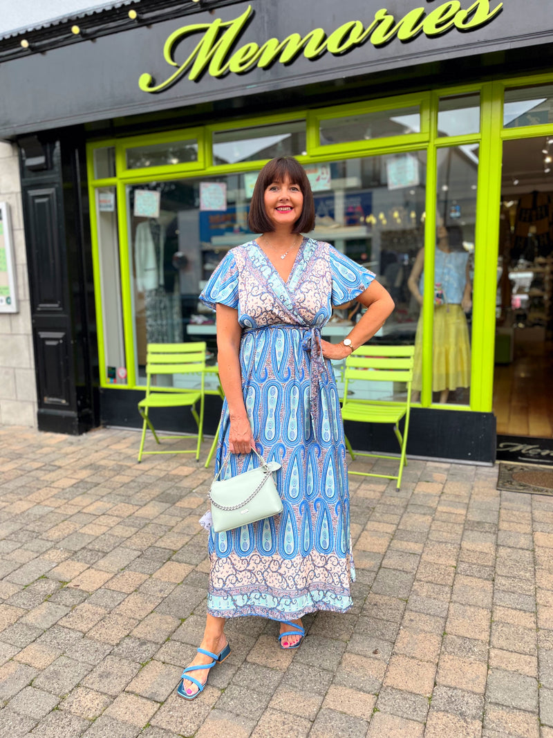 Imogen Paisley Print Dress - Blue & Turqouise
