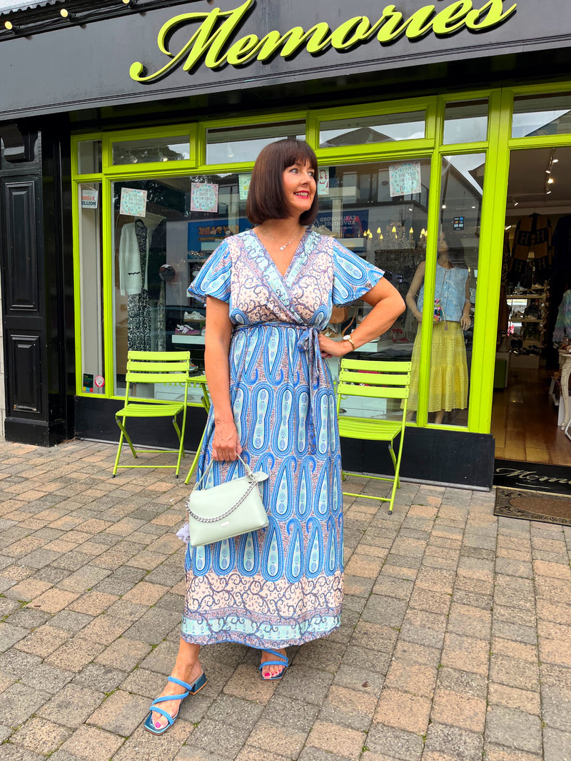 Imogen Paisley Print Dress - Blue & Turqouise