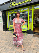 Imogen Paisley Print Dress - Red & Pink