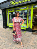 Imogen Paisley Print Dress - Red & Pink