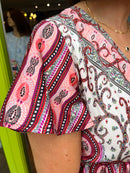 Imogen Paisley Print Dress - Red & Pink