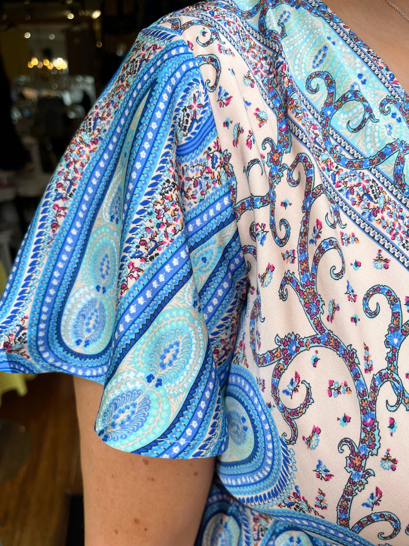 Imogen Paisley Print Dress - Blue & Turqouise
