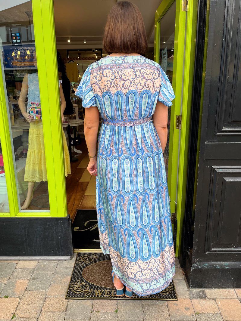 Imogen Paisley Print Dress - Blue & Turqouise