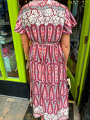 Imogen Paisley Print Dress - Red & Pink