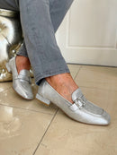 Redz Diamante & Metallic Loafer - Silver 6E1181
