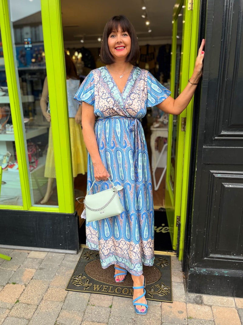Imogen Paisley Print Dress - Blue & Turqouise