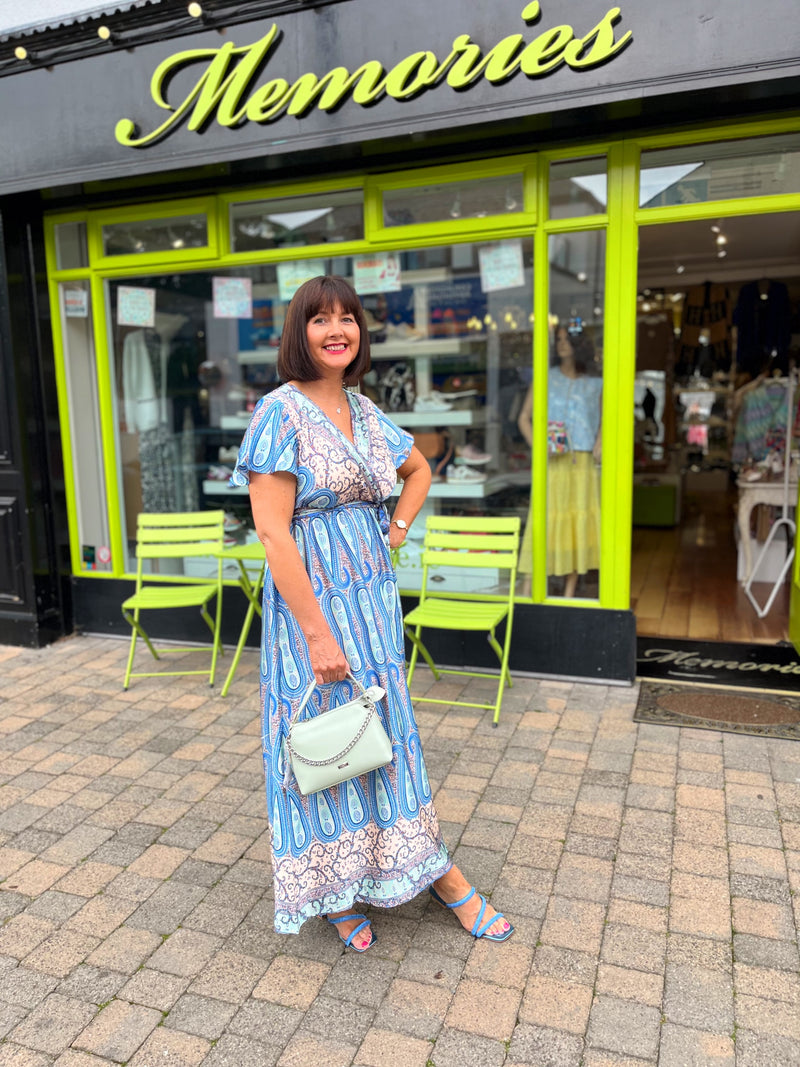 Imogen Paisley Print Dress - Blue & Turqouise