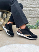 XTI Black & Leopard Trainers 144161