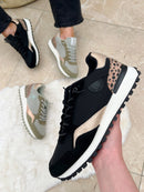 XTI Khaki Green & Leopard Trainers 144161