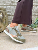 XTI Khaki Green & Leopard Trainers 144161