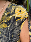 Magic Leaf Print Maxi Dress - Gold, Yellow & Black