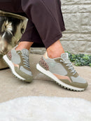 XTI Khaki Green & Leopard Trainers 144161