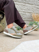 XTI Khaki Green & Leopard Trainers 144161