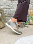 XTI Khaki Green & Leopard Trainers 144161