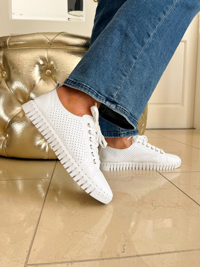 Redz Leather Trainers White T15-363