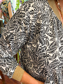 Elena Leaf Printed Bomber Jacket - White & Black