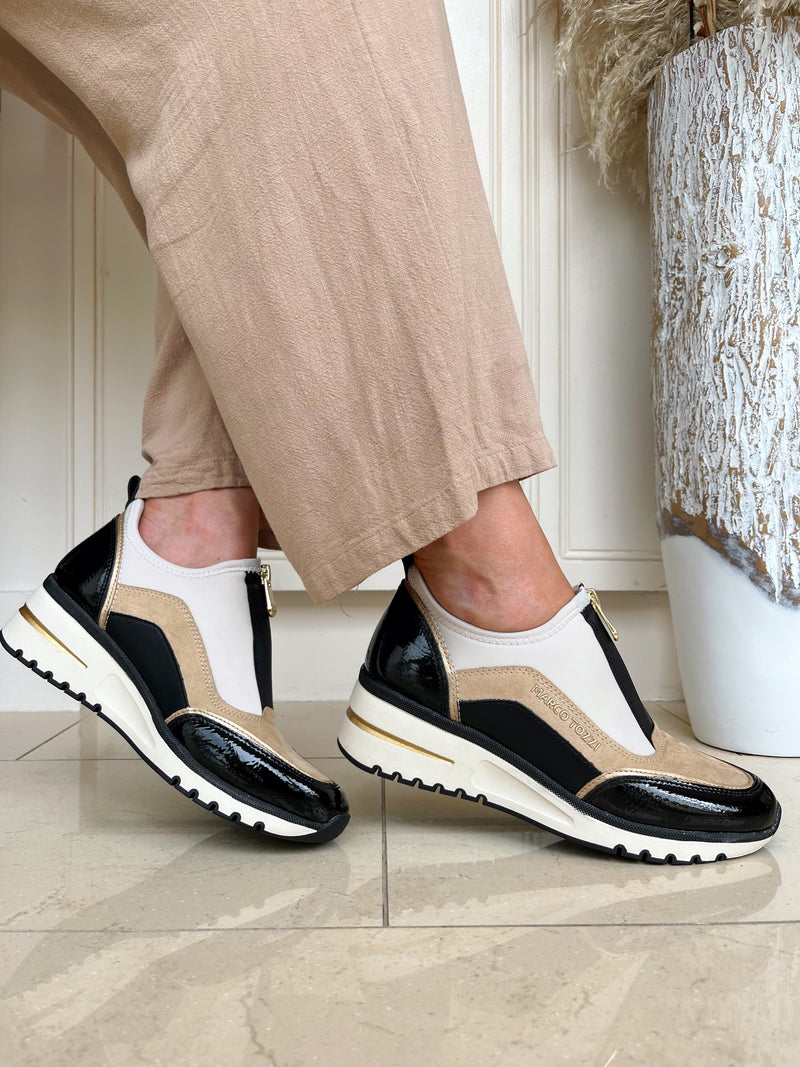 Marco Tozzi Wedge Trainer Cream/Black 2 24780 45 410