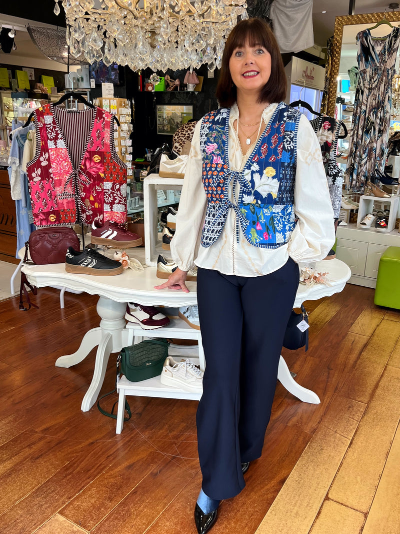 Ingrid Bow Tie Paisley Gilet - Navy