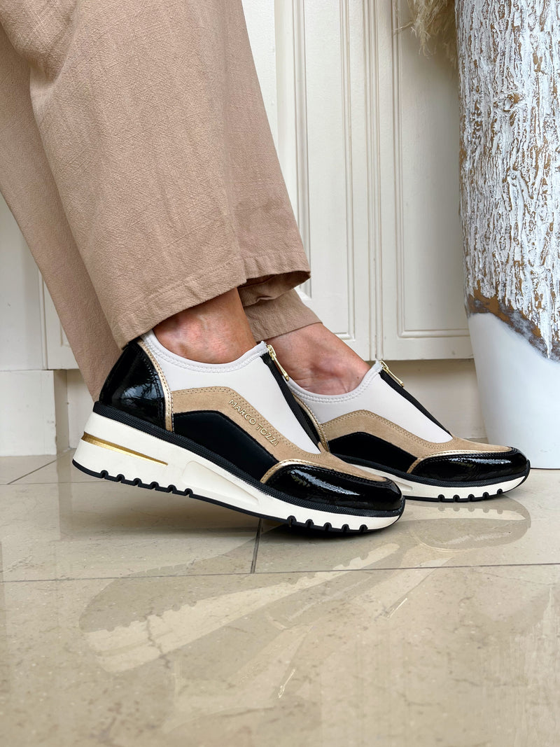 Marco Tozzi Wedge Trainer Cream/Black 2 24780 45 410