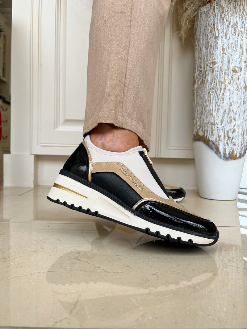 Marco Tozzi Wedge Trainer Cream/Black 2 24780 45 410
