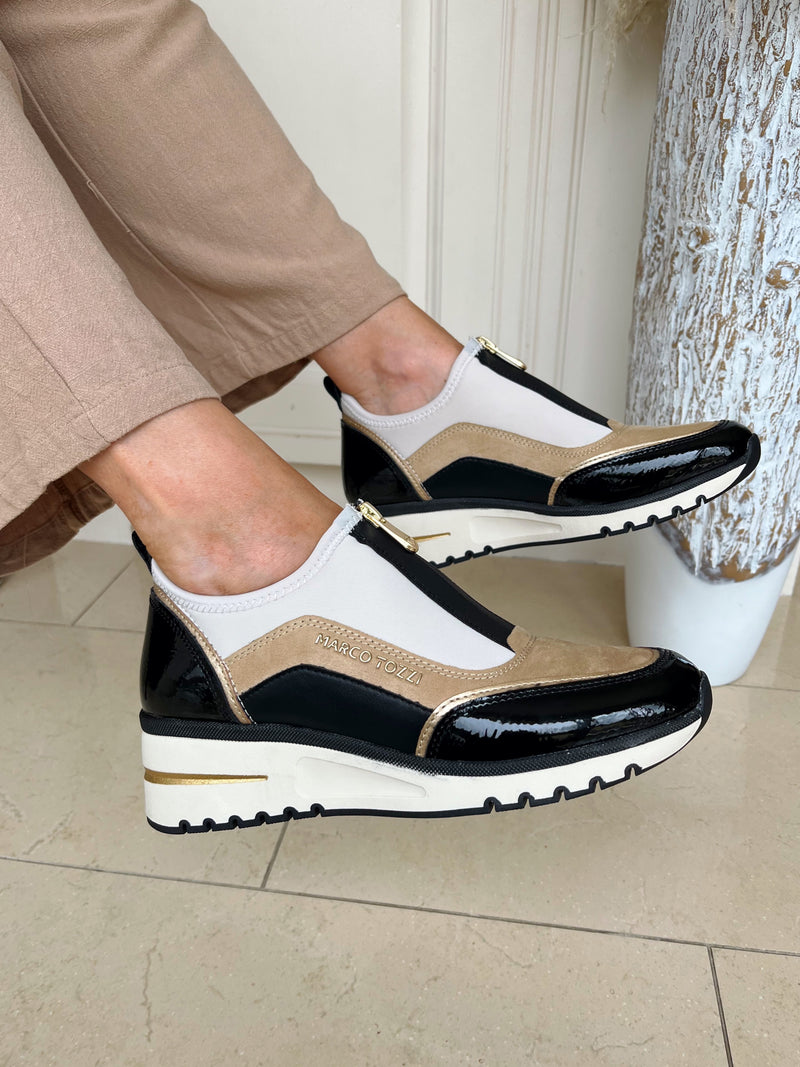 Marco Tozzi Wedge Trainer Cream/Black 2 24780 45 410
