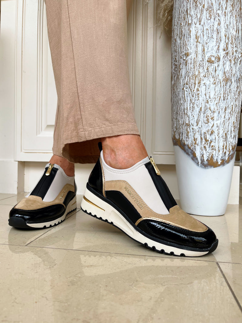 Marco Tozzi Wedge Trainer Cream/Black 2 24780 45 410