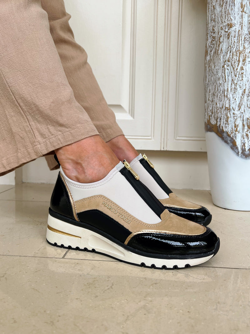 Marco Tozzi Wedge Trainer Cream/Black 2 24780 45 410