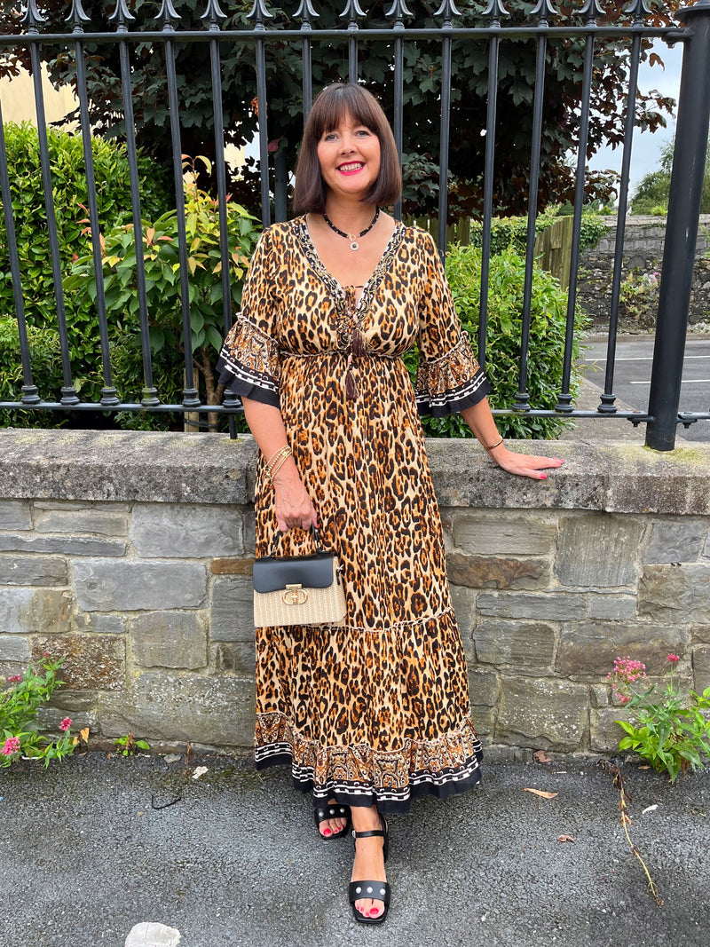 Shania Animal Print Boho Dress