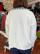 Lisa Cardi - Cream With Denim Trim