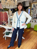 Lisa Cardi - Cream With Denim Trim