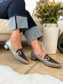 Zanni & Co Animal Print & Silver Crinkle Loafers