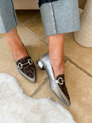 Zanni & Co Animal Print & Silver Crinkle Loafers