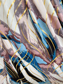 Magic Gold Spiral Printed Maxi Dress - Teal & Mushroom