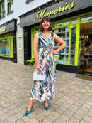 Magic Gold Spiral Printed Maxi Dress - Teal & Mushroom