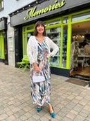 Magic Gold Spiral Printed Maxi Dress - Teal & Mushroom