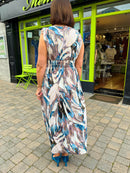 Magic Gold Spiral Printed Maxi Dress - Teal & Mushroom