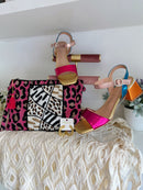 Lennon Bead Animal Print Envelop Bag - Pink