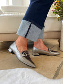 Zanni & Co Animal Print & Silver Crinkle Loafers