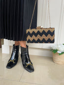 Dice Zigzag Gold Pattern Clutch 16D477 Black