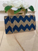Dice Zigzag Gold Pattern Clutch 16D477 Blue