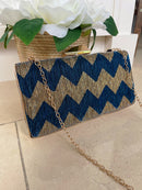 Dice Zigzag Gold Pattern Clutch 16D477 Blue