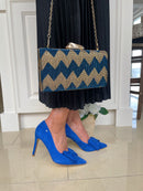 Dice Zigzag Gold Pattern Clutch 16D477 Blue