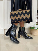 Dice Zigzag Gold Pattern Clutch 16D477 Black