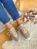 XTI Trainer  -  Gold Woven Wedge Trainer 142882